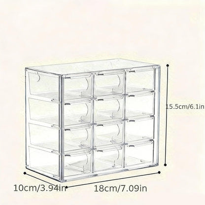 Acrylic Drawer Organizer, Clear Desk Organizer with Drawer, Plastic Stackable Storage Drawers with 12 Drawers, Dustproof for Jewelry, Craft, Office Supplies