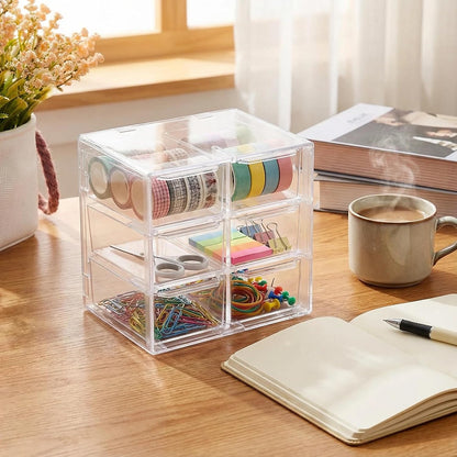 Acrylic Drawer Organizer, Clear Desk Organizer with Drawer, Plastic Stackable Storage Drawers with 12 Drawers, Dustproof for Jewelry, Craft, Office Supplies