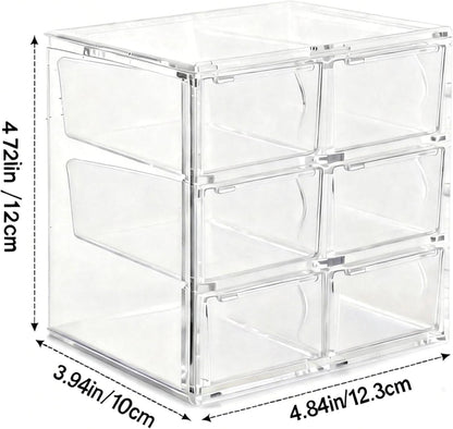 Acrylic Drawer Organizer, Clear Desk Organizer with Drawer, Plastic Stackable Storage Drawers with 12 Drawers, Dustproof for Jewelry, Craft, Office Supplies