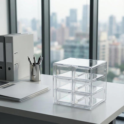 Acrylic Drawer Organizer, Clear Desk Organizer with Drawer, Plastic Stackable Storage Drawers with 12 Drawers, Dustproof for Jewelry, Craft, Office Supplies