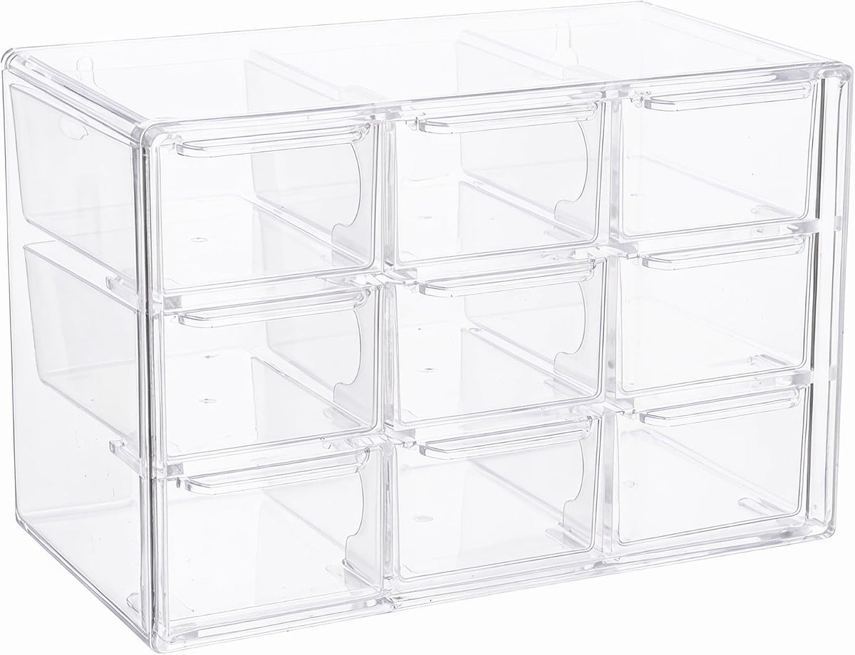 Acrylic Drawer Organizer, Clear Desk Organizer with Drawer, Plastic Stackable Storage Drawers with 12 Drawers, Dustproof for Jewelry, Craft, Office Supplies