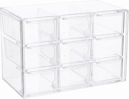 Acrylic Drawer Organizer, Clear Desk Organizer with Drawer, Plastic Stackable Storage Drawers with 12 Drawers, Dustproof for Jewelry, Craft, Office Supplies