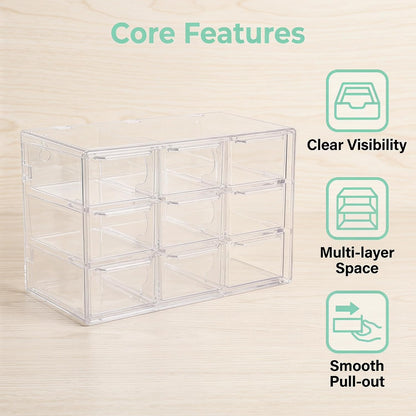 Acrylic Drawer Organizer, Clear Desk Organizer with Drawer, Plastic Stackable Storage Drawers with 12 Drawers, Dustproof for Jewelry, Craft, Office Supplies