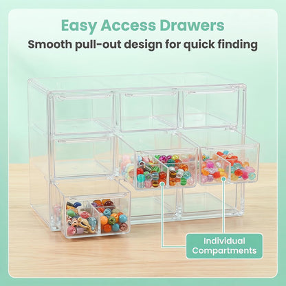 Acrylic Drawer Organizer, Clear Desk Organizer with Drawer, Plastic Stackable Storage Drawers with 12 Drawers, Dustproof for Jewelry, Craft, Office Supplies