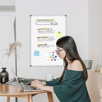 Double-Sided White Board Dry Erase Magnetic Whiteboard Wall 24x18 Silver