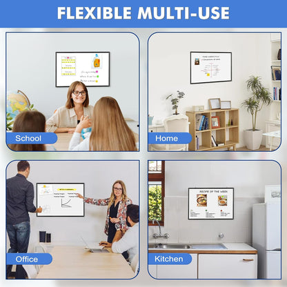 Double-Sided White Board Dry Erase Magnetic Whiteboard Wall 24x18 Silver