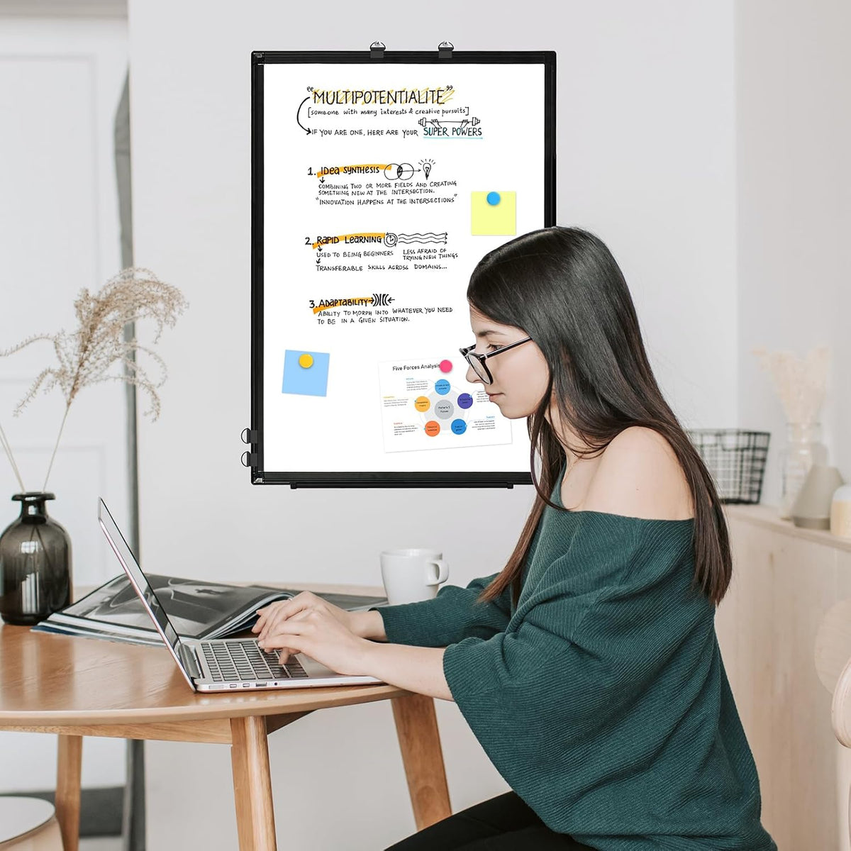 Double-Sided White Board Dry Erase Magnetic Whiteboard Wall 24x18 Silver