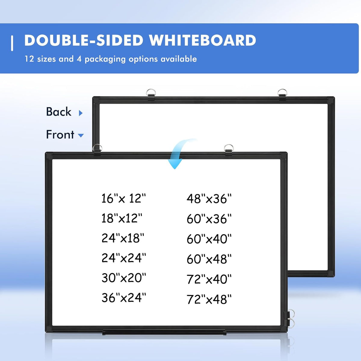 Double-Sided White Board Dry Erase Magnetic Whiteboard Wall 24x18 Silver