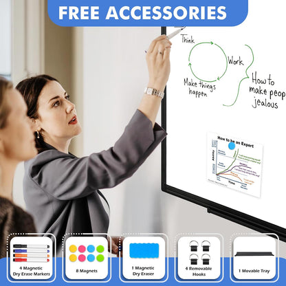 Double-Sided White Board Dry Erase Magnetic Whiteboard Wall 24x18 Silver
