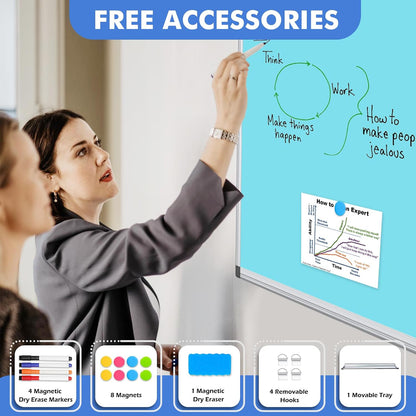 Double-Sided White Board Dry Erase Magnetic Whiteboard Wall 24x18 Silver