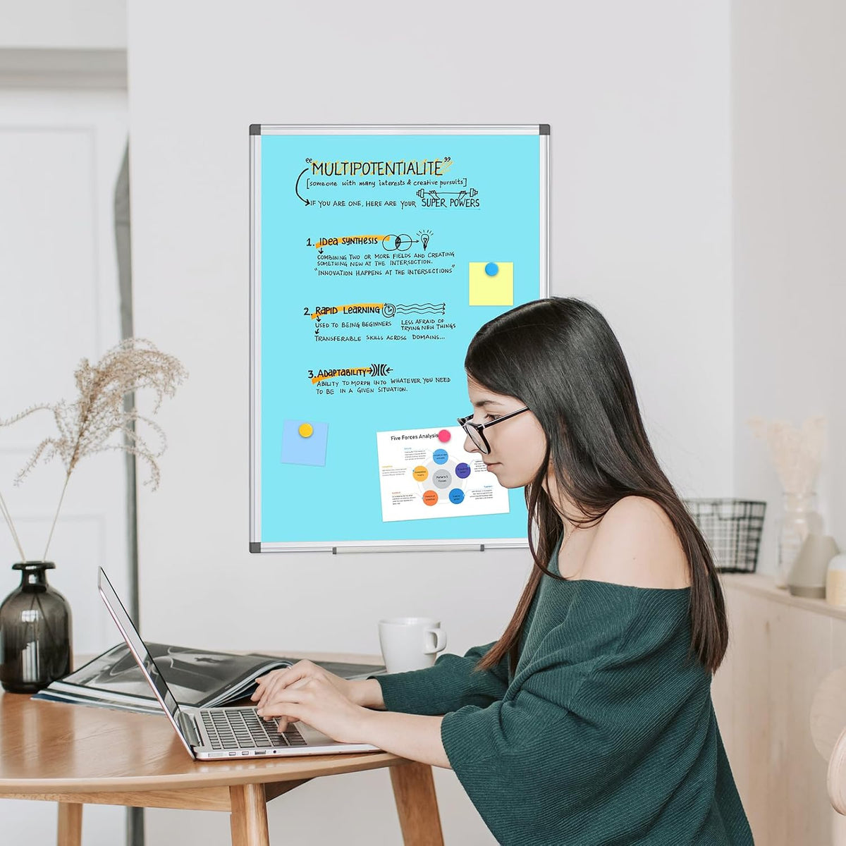 Double-Sided White Board Dry Erase Magnetic Whiteboard Wall 24x18 Silver