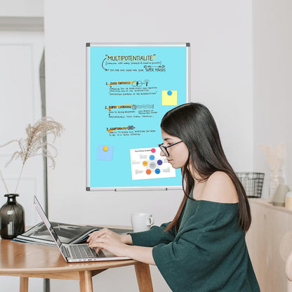 Double-Sided White Board Dry Erase Magnetic Whiteboard Wall 24x18 Silver