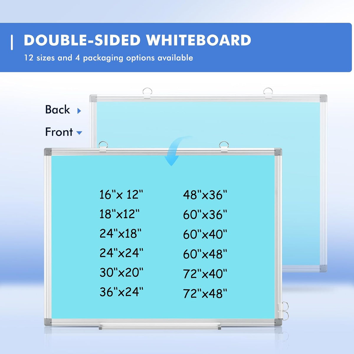 Double-Sided White Board Dry Erase Magnetic Whiteboard Wall 24x18 Silver