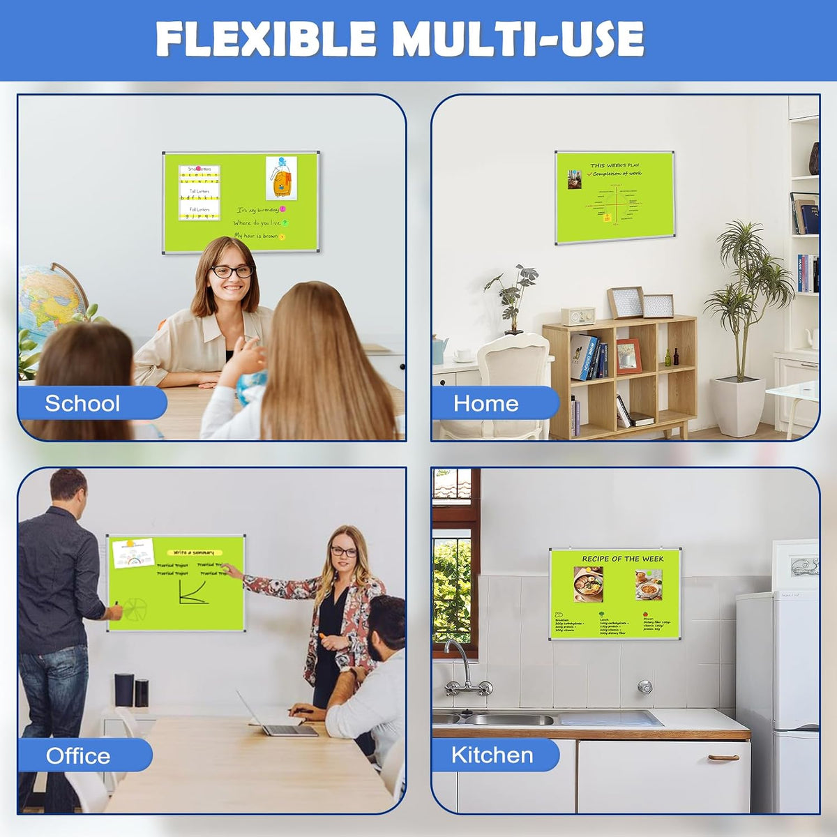 Double-Sided White Board Dry Erase Magnetic Whiteboard Wall 24x18 Silver