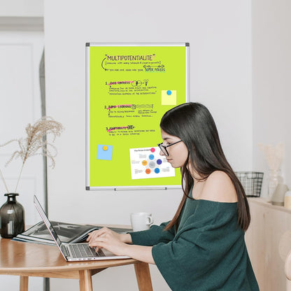 Double-Sided White Board Dry Erase Magnetic Whiteboard Wall 24x18 Silver