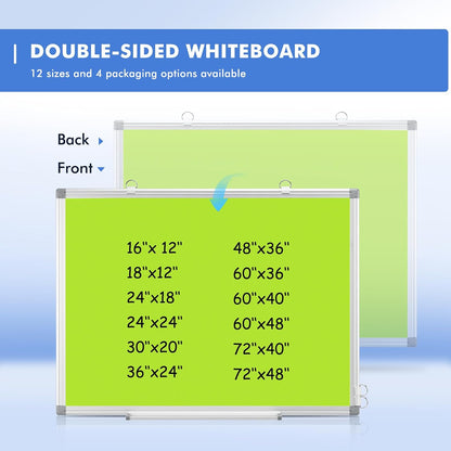 Double-Sided White Board Dry Erase Magnetic Whiteboard Wall 24x18 Silver