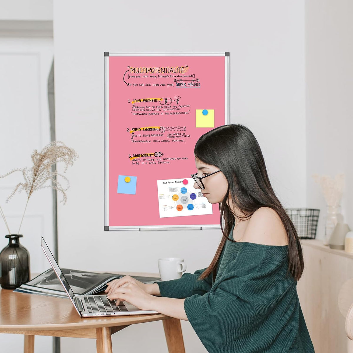 Double-Sided White Board Dry Erase Magnetic Whiteboard Wall 24x18 Silver