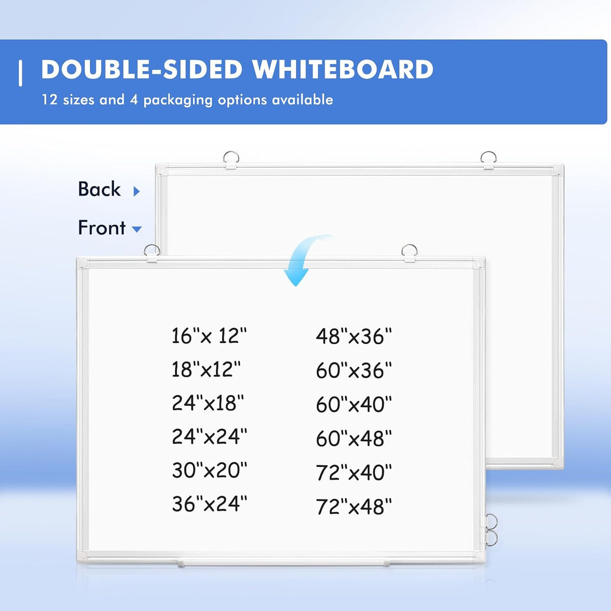 Double-Sided White Board Dry Erase Magnetic Whiteboard Wall 24x18 Silver