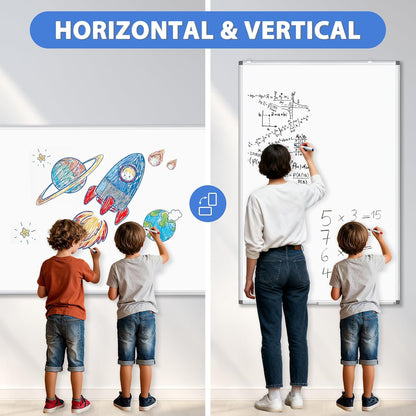 Double-Sided White Board Dry Erase Magnetic Whiteboard Wall 24x18 Silver