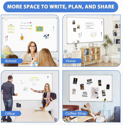 Double-Sided White Board Dry Erase Magnetic Whiteboard Wall 24x18 Silver