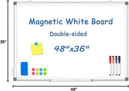 Double-Sided White Board Dry Erase Magnetic Whiteboard Wall 24x18 Silver