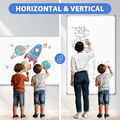 Double-Sided White Board Dry Erase Magnetic Whiteboard Wall 24x18 Silver
