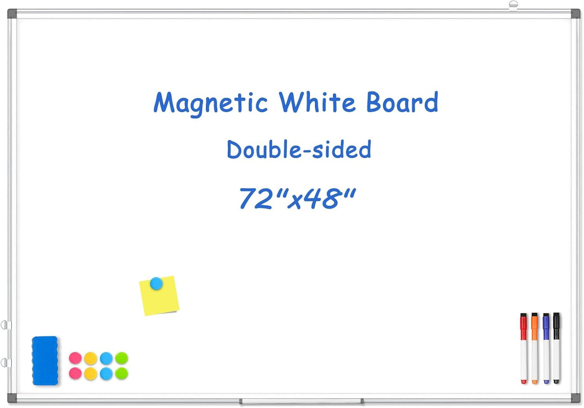 Double-Sided White Board Dry Erase Magnetic Whiteboard Wall 24x18 Silver