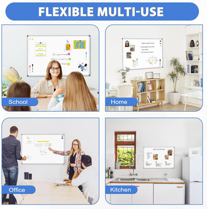 Double-Sided White Board Dry Erase Magnetic Whiteboard Wall 24x18 Silver