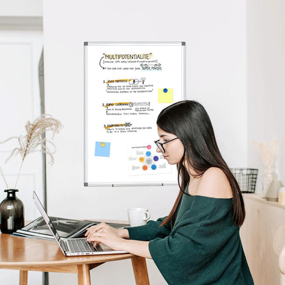 Double-Sided White Board Dry Erase Magnetic Whiteboard Wall 24x18 Silver