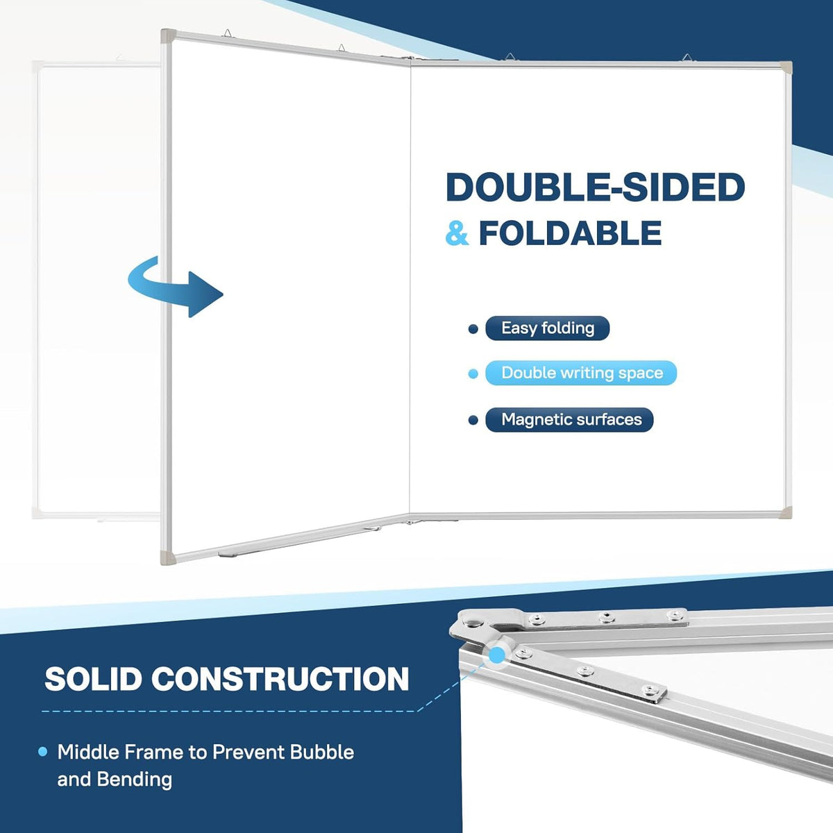 Double-Sided White Board Dry Erase Magnetic Whiteboard Wall 24x18 Silver