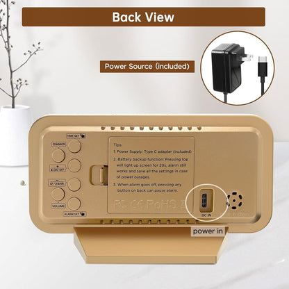 Slim Digital Mirror Aesthetic Alarm Clock for Bedrooms Desk Decor