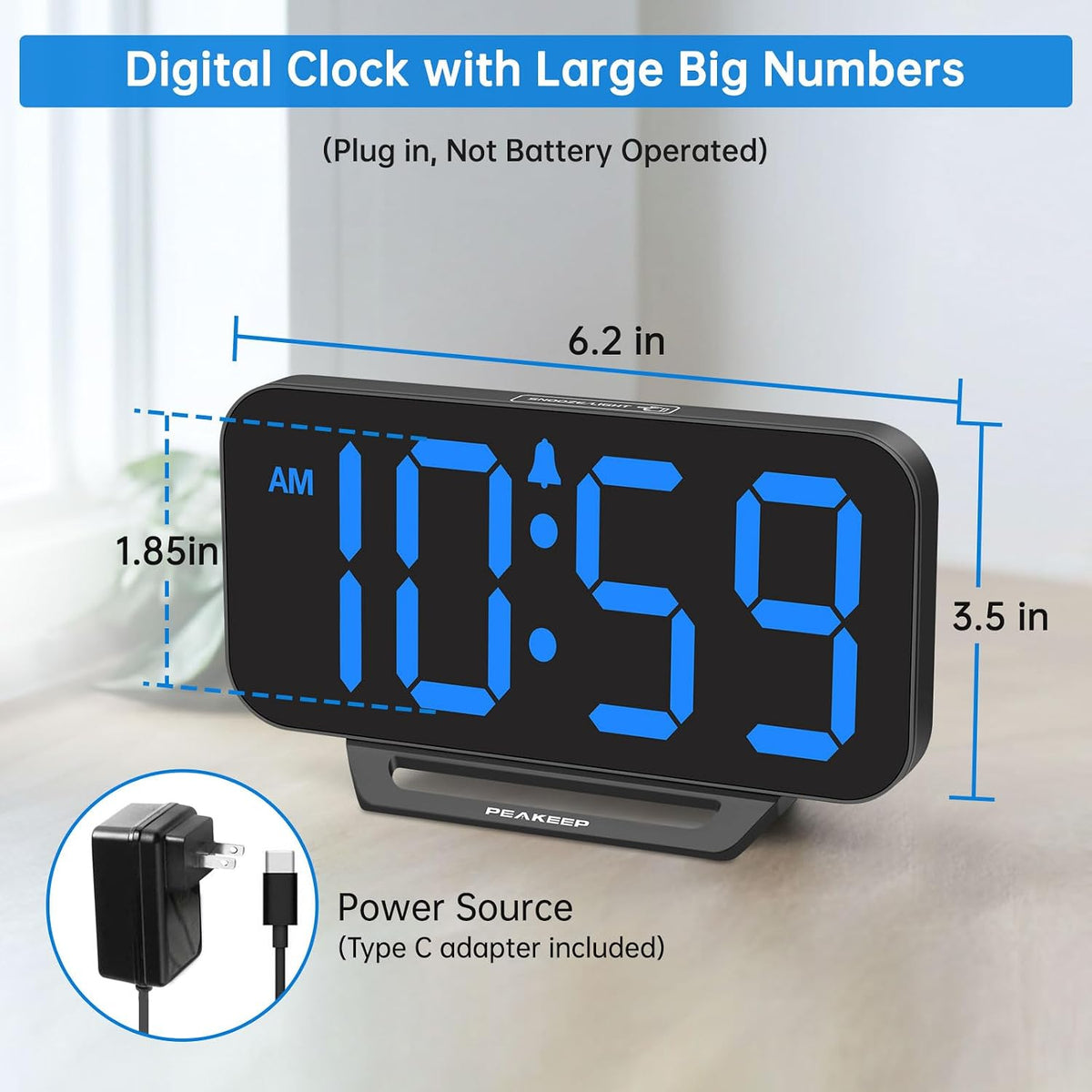 Slim Digital Mirror Aesthetic Alarm Clock for Bedrooms Desk Decor
