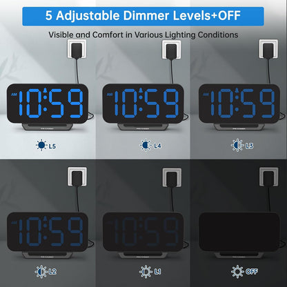 Slim Digital Mirror Aesthetic Alarm Clock for Bedrooms Desk Decor