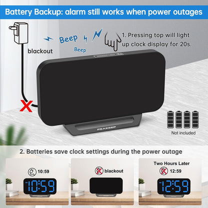 Slim Digital Mirror Aesthetic Alarm Clock for Bedrooms Desk Decor