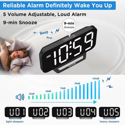 Slim Digital Mirror Aesthetic Alarm Clock for Bedrooms Desk Decor