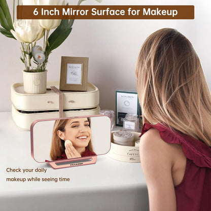 Slim Digital Mirror Aesthetic Alarm Clock for Bedrooms Desk Decor