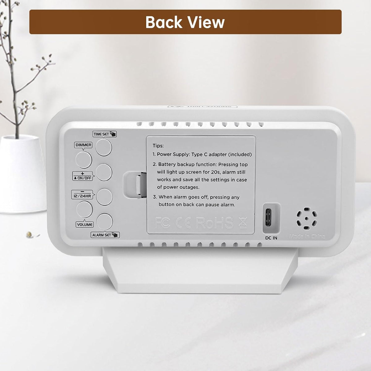 Slim Digital Mirror Aesthetic Alarm Clock for Bedrooms Desk Decor