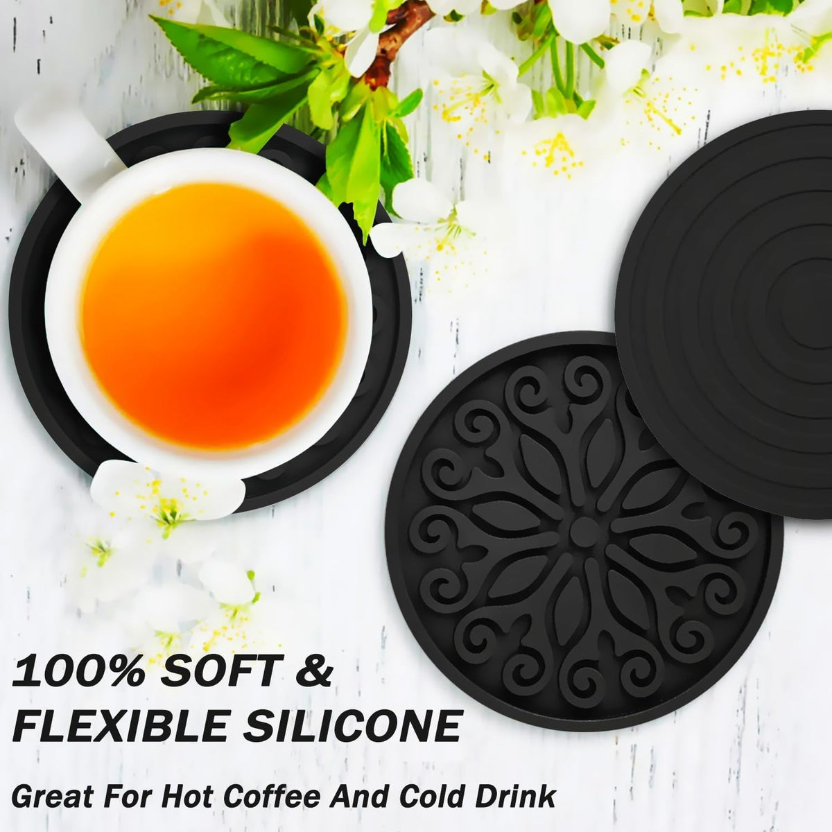 Silicone Coasters for Drinks,Resistant Reusable Drink Coasters-Great Gift for Birthday, Housewarming,Room Decor,Holiday Party (*2-Gray)