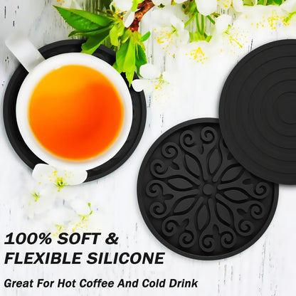Silicone Coasters for Drinks,Resistant Reusable Drink Coasters-Great Gift for Birthday, Housewarming,Room Decor,Holiday Party (*2-Gray)