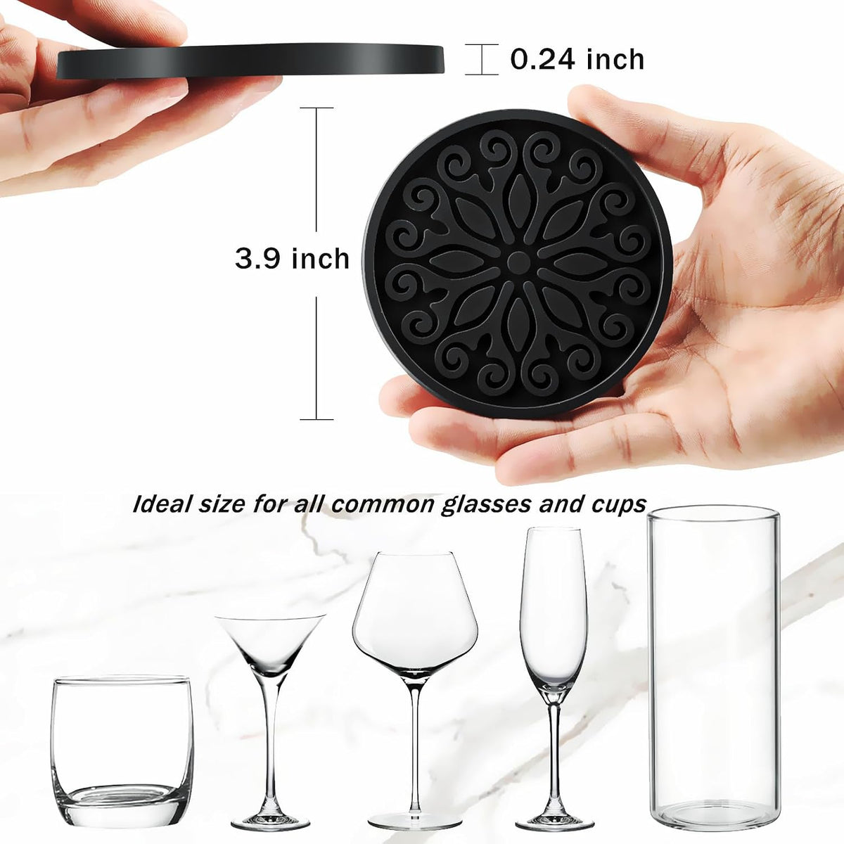 Silicone Coasters for Drinks,Resistant Reusable Drink Coasters-Great Gift for Birthday, Housewarming,Room Decor,Holiday Party (*2-Gray)