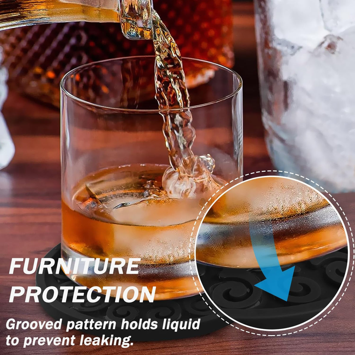 Silicone Coasters for Drinks,Resistant Reusable Drink Coasters-Great Gift for Birthday, Housewarming,Room Decor,Holiday Party (*2-Gray)
