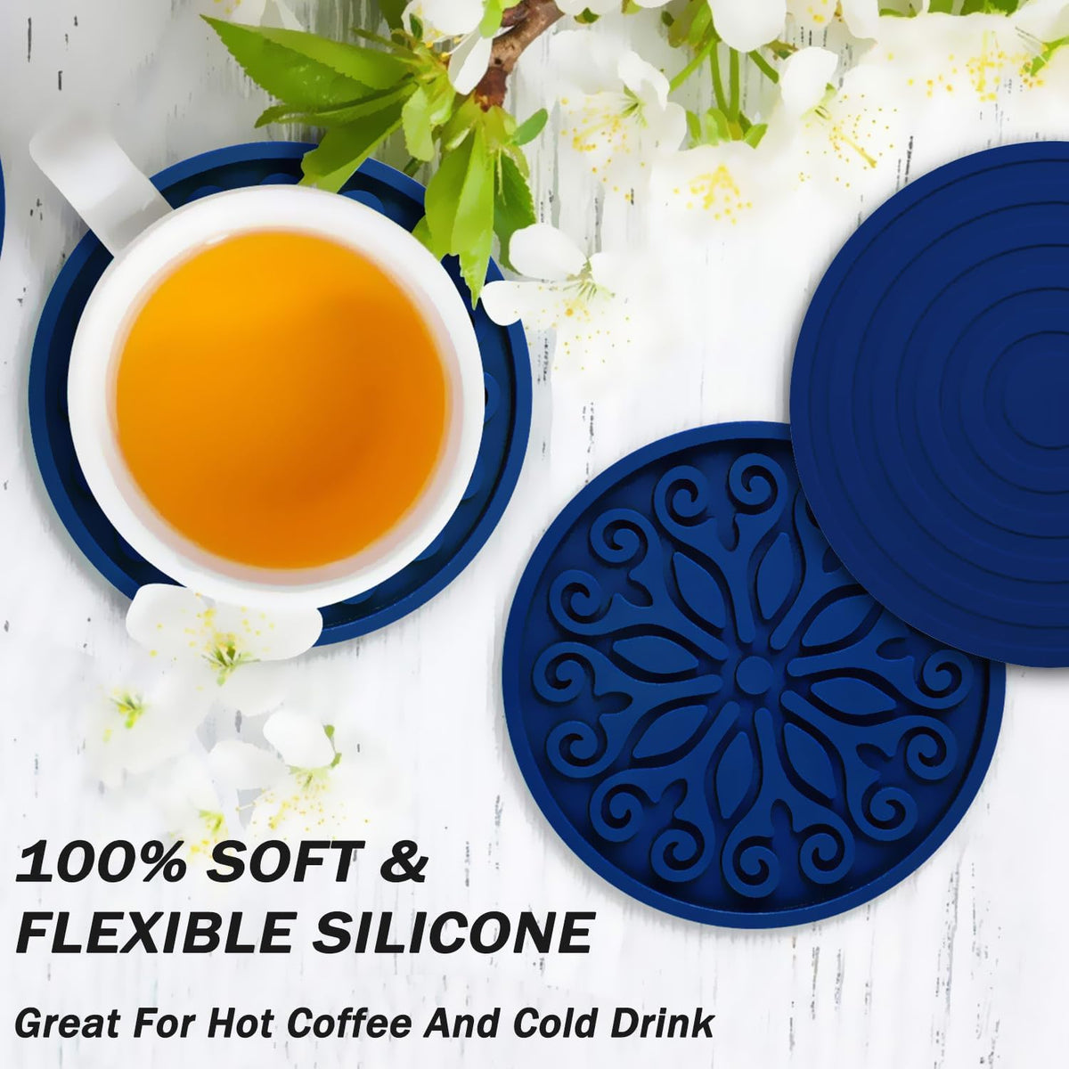 Silicone Coasters for Drinks,Resistant Reusable Drink Coasters-Great Gift for Birthday, Housewarming,Room Decor,Holiday Party (*2-Gray)