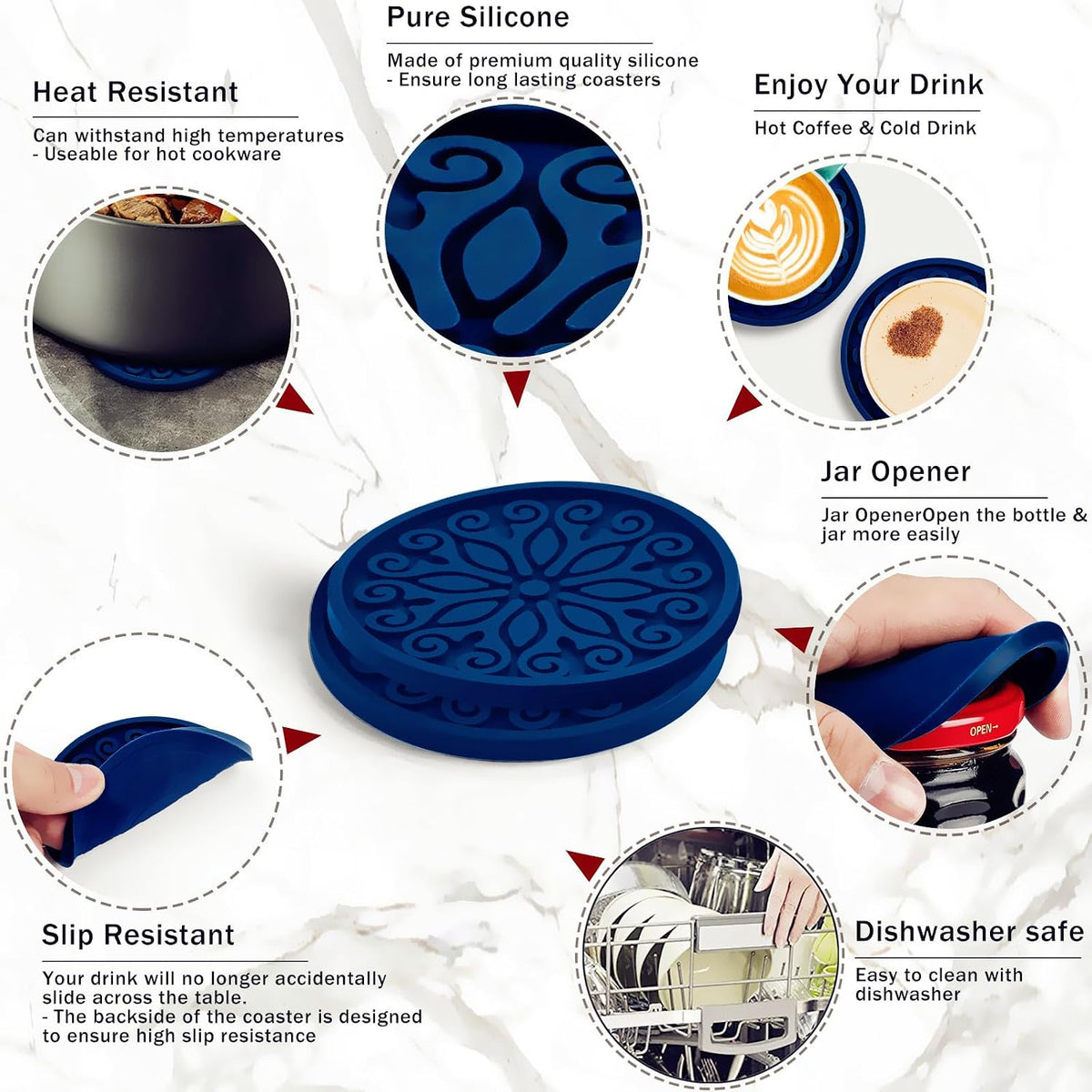 Silicone Coasters for Drinks,Resistant Reusable Drink Coasters-Great Gift for Birthday, Housewarming,Room Decor,Holiday Party (*2-Gray)