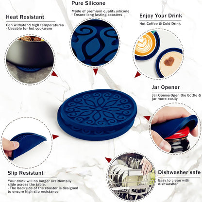 Silicone Coasters for Drinks,Resistant Reusable Drink Coasters-Great Gift for Birthday, Housewarming,Room Decor,Holiday Party (*2-Gray)