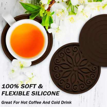 Silicone Coasters for Drinks,Resistant Reusable Drink Coasters-Great Gift for Birthday, Housewarming,Room Decor,Holiday Party (*2-Gray)