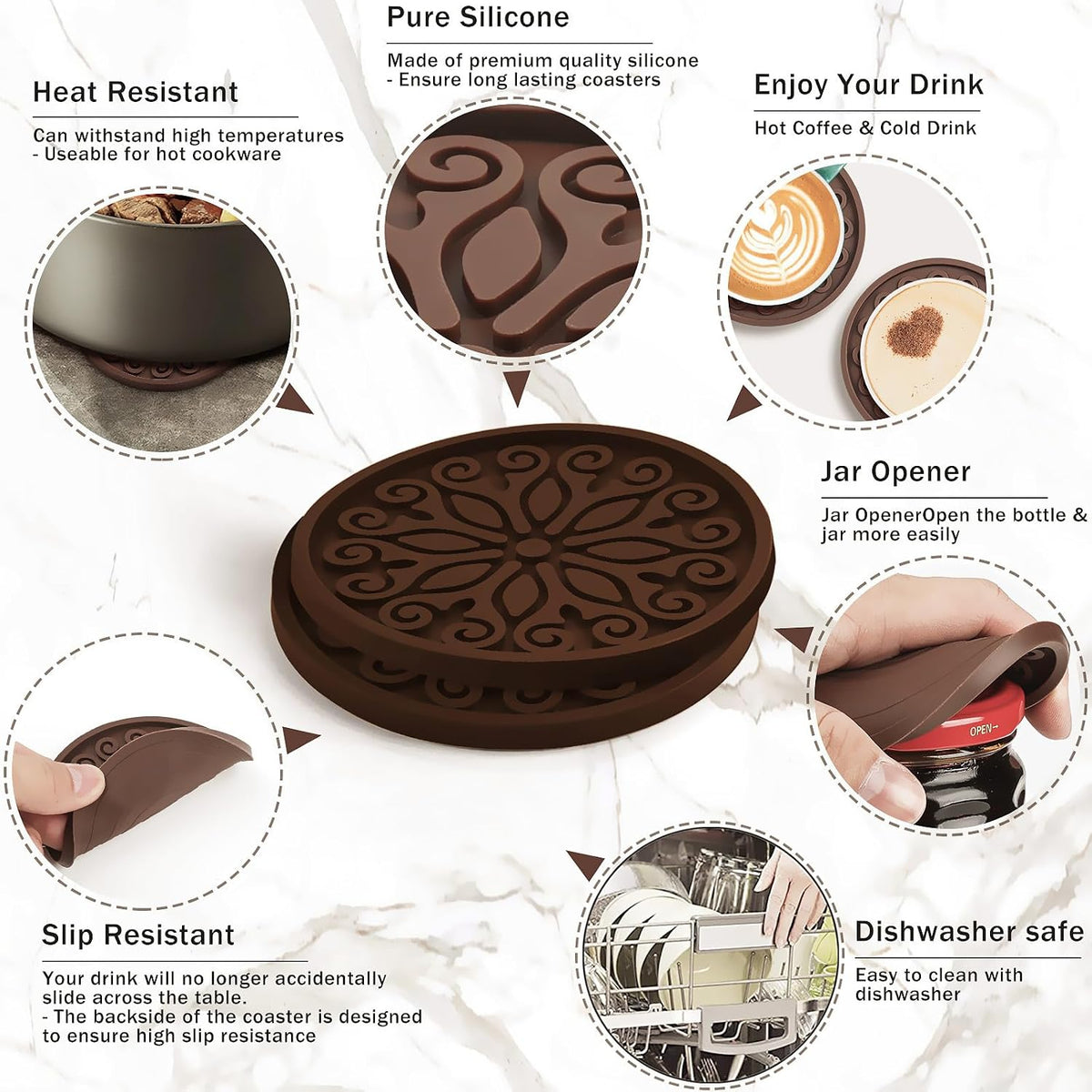 Silicone Coasters for Drinks,Resistant Reusable Drink Coasters-Great Gift for Birthday, Housewarming,Room Decor,Holiday Party (*2-Gray)