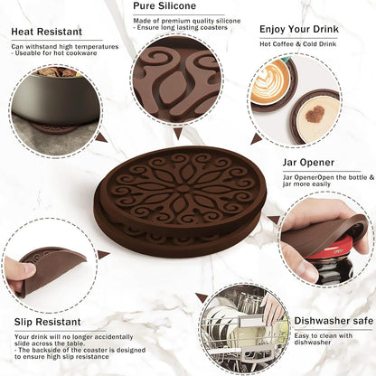 Silicone Coasters for Drinks,Resistant Reusable Drink Coasters-Great Gift for Birthday, Housewarming,Room Decor,Holiday Party (*2-Gray)