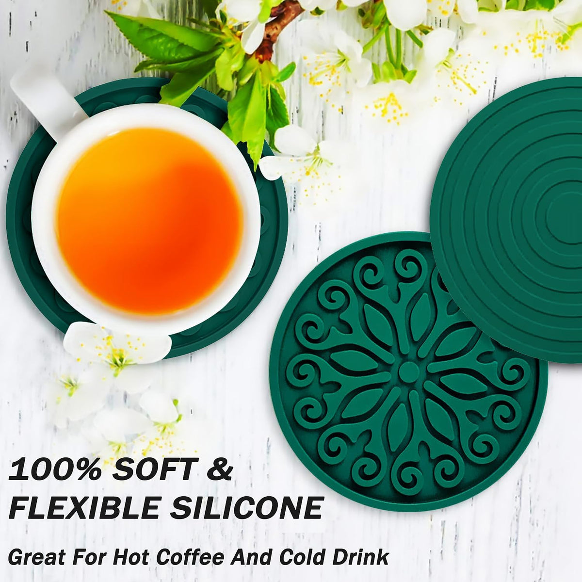 Silicone Coasters for Drinks,Resistant Reusable Drink Coasters-Great Gift for Birthday, Housewarming,Room Decor,Holiday Party (*2-Gray)