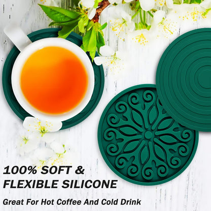 Silicone Coasters for Drinks,Resistant Reusable Drink Coasters-Great Gift for Birthday, Housewarming,Room Decor,Holiday Party (*2-Gray)