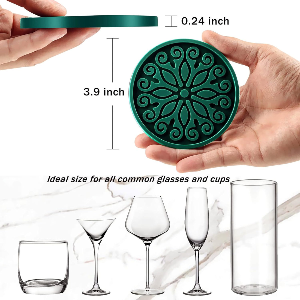 Silicone Coasters for Drinks,Resistant Reusable Drink Coasters-Great Gift for Birthday, Housewarming,Room Decor,Holiday Party (*2-Gray)